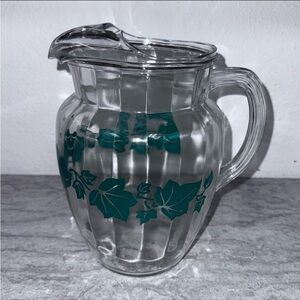Vintage Federal Glass "Southern Ivy" or "Ivy League" Glass Pitcher